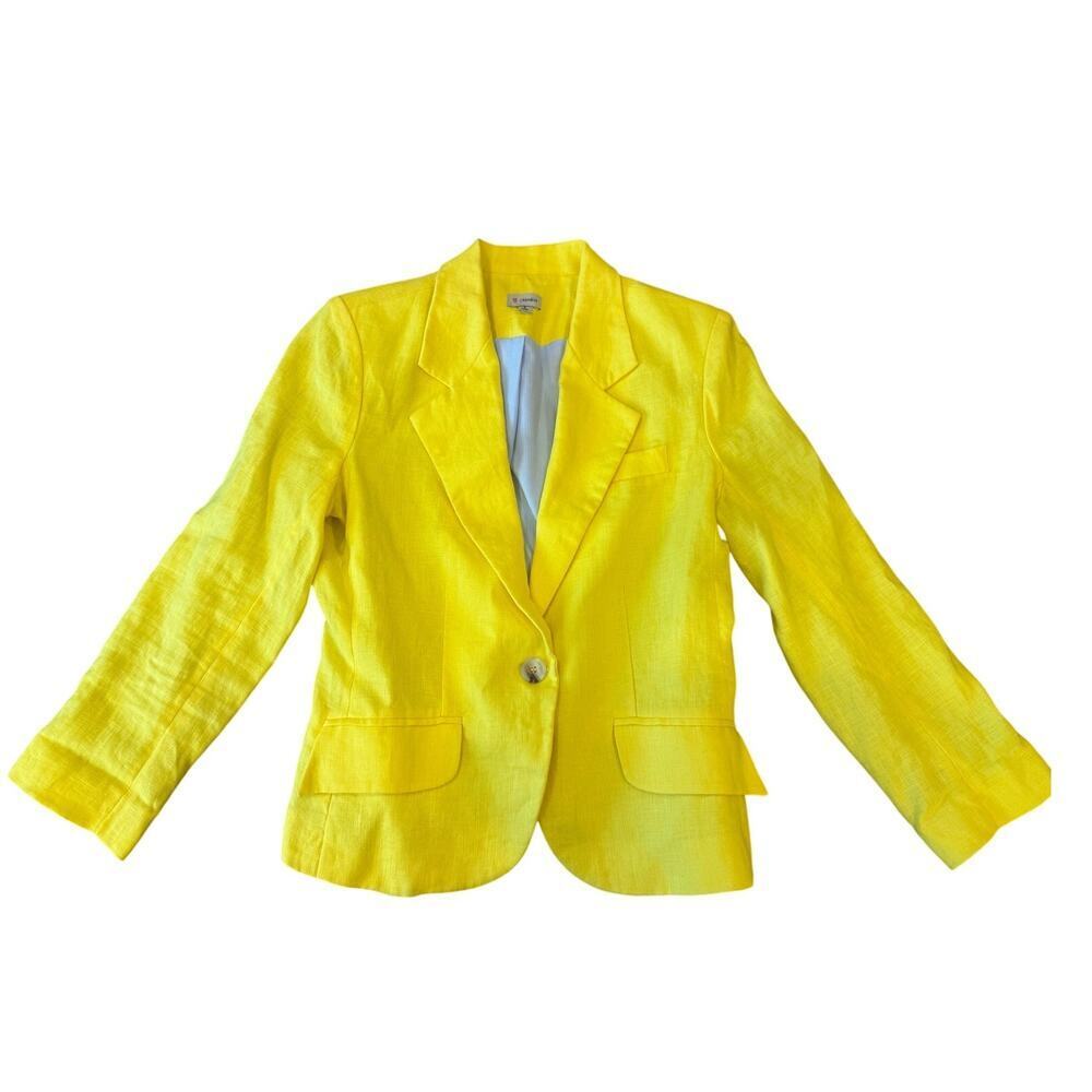 CREMIUEX Yellow Linen Kids Blazer Jacket size S Summer Resort Vacay